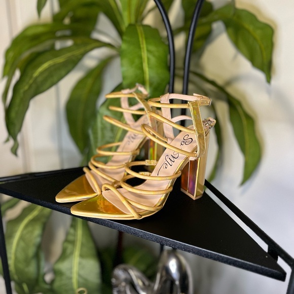 Gold Iridescent Strappy Heels - Picture 8 of 8